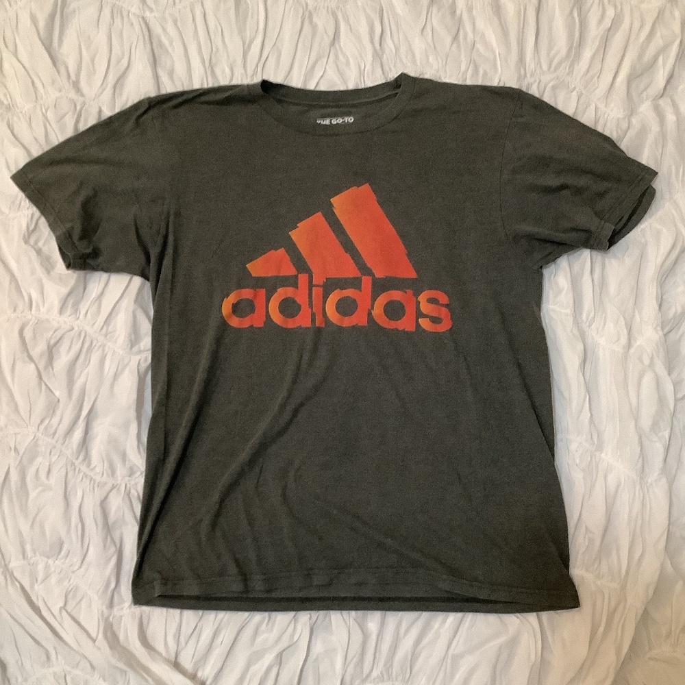 Dark Grey and Orange Adidas T-Shirt